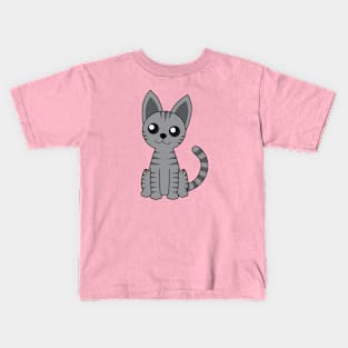 Grey Striped Cat Kids T-Shirt